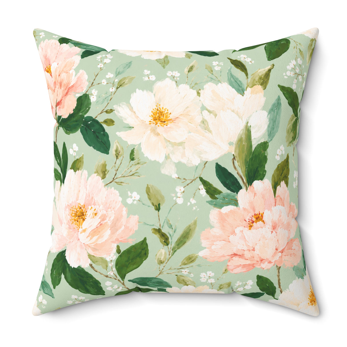 Blush Peonies Decorative Pillow | Square Throw Pillow