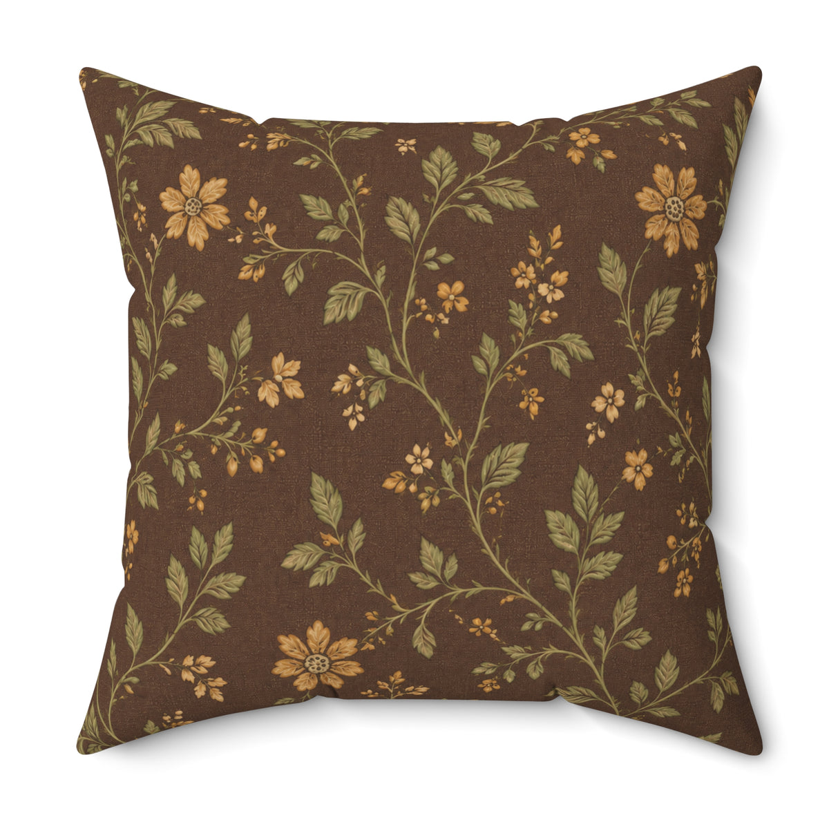 Vintage Floral Vine Pillow | Brown Botanical Throw Pillow