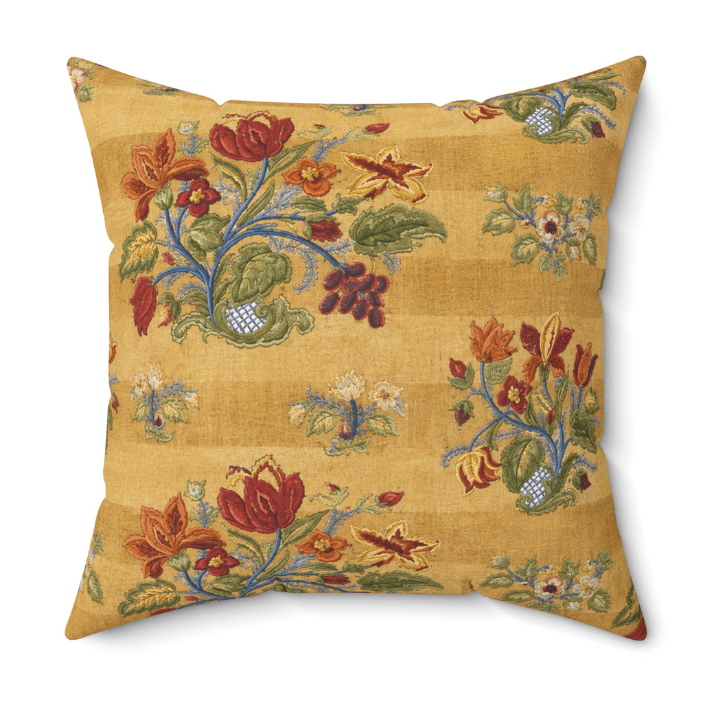 Vintage Floral Pattern Pillow | Yellow Botanical Throw Pillow
