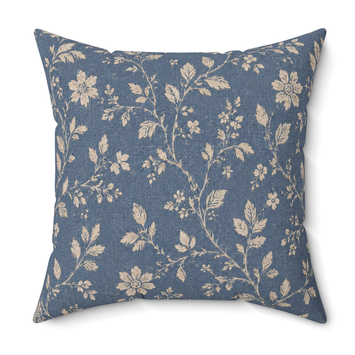 Vintage Floral Pattern Pillow | Blue Cream Cottagecore Decorative Pillow