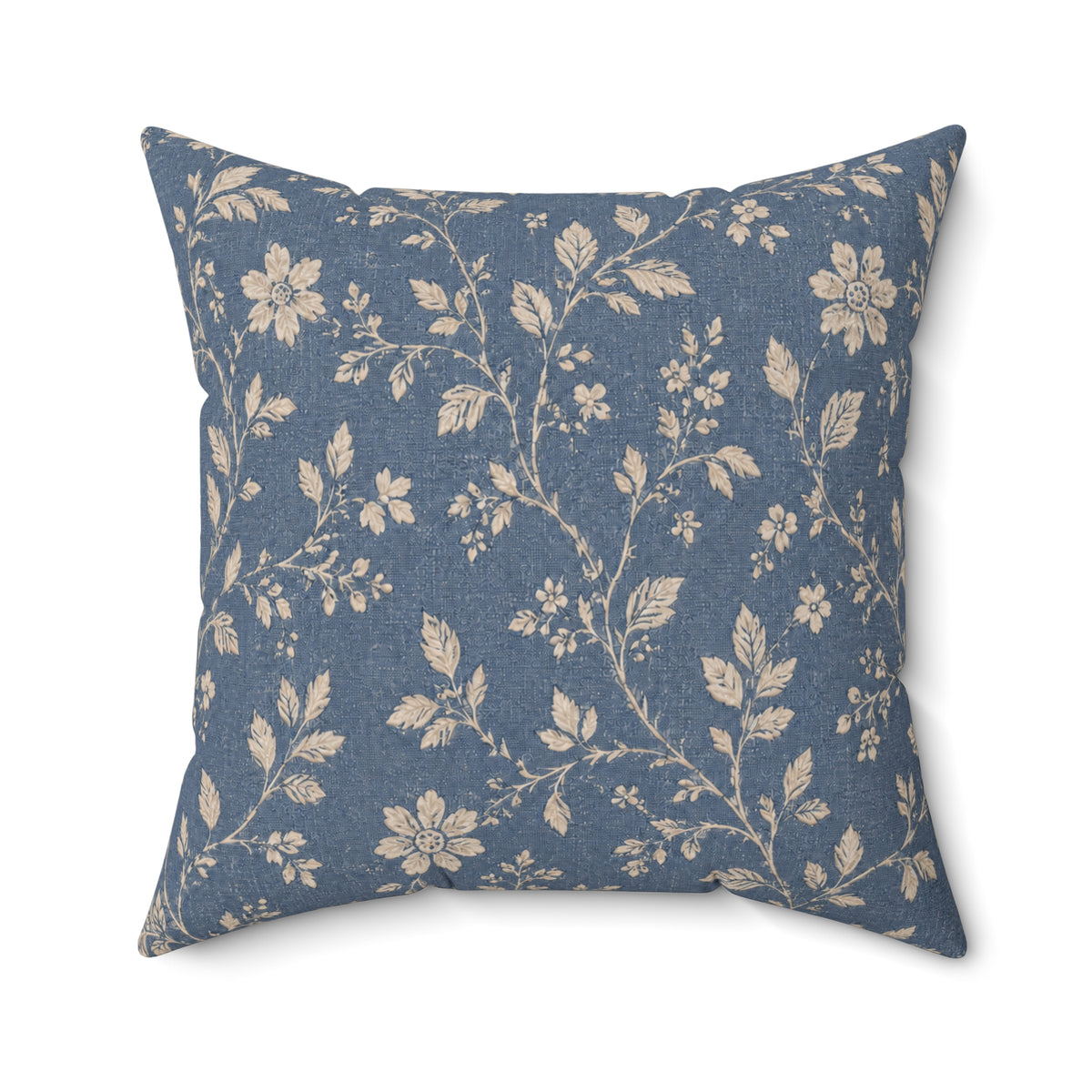 Vintage Floral Pattern Pillow | Blue Cream Cottagecore Decorative Pillow