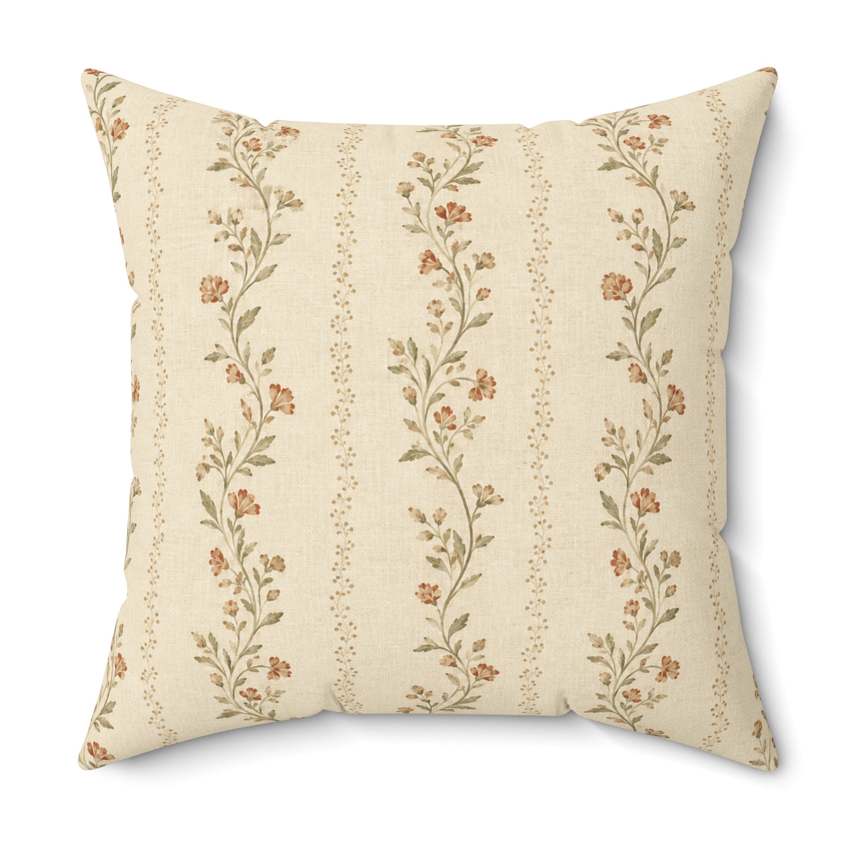 Vintage Floral Vine Pillow | Square Decorative Throw Pillow