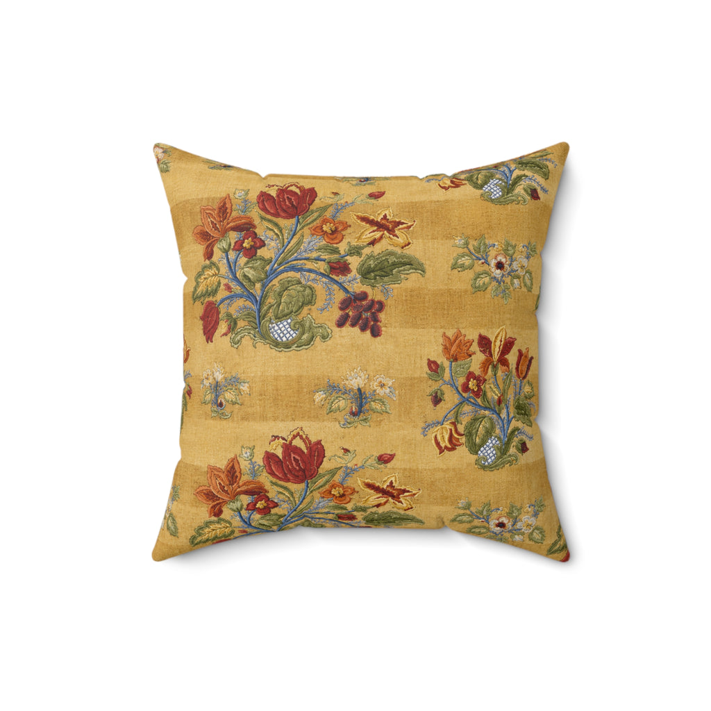 Vintage Floral Pattern Pillow | Yellow Botanical Throw Pillow