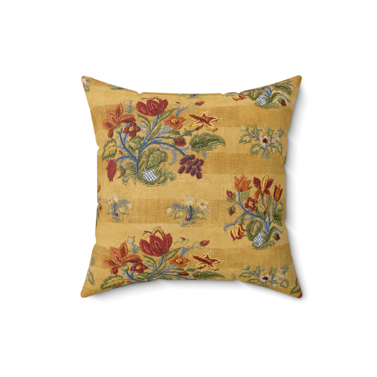 Vintage Floral Pattern Pillow | Yellow Botanical Throw Pillow