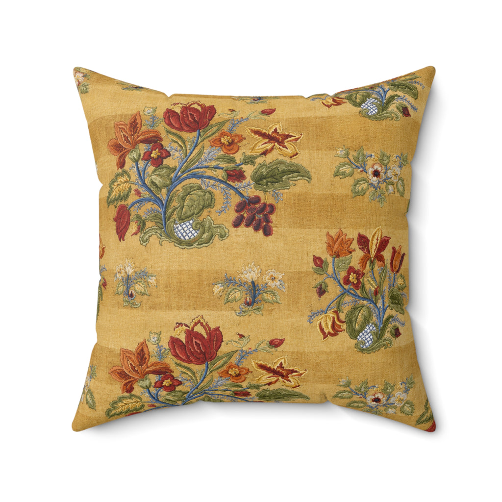 Vintage Floral Pattern Pillow | Yellow Botanical Throw Pillow