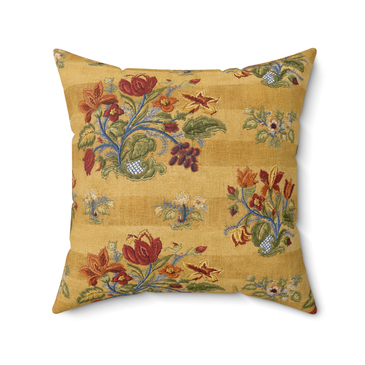 Vintage Floral Pattern Pillow | Yellow Botanical Throw Pillow