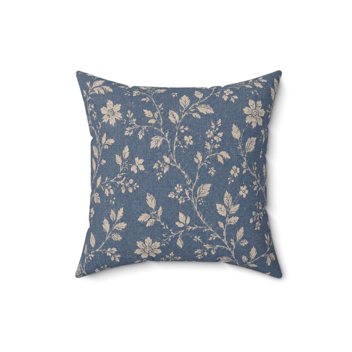 Vintage Floral Pattern Pillow | Blue Cream Cottagecore Decorative Pillow