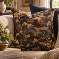 Vintage Brown Toile Landscape Pillow | Square Throw Pillow