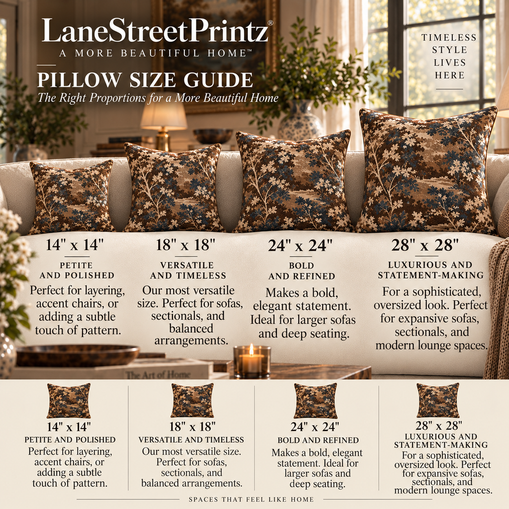 Vintage Brown Toile Landscape Pillow | Square Throw Pillow