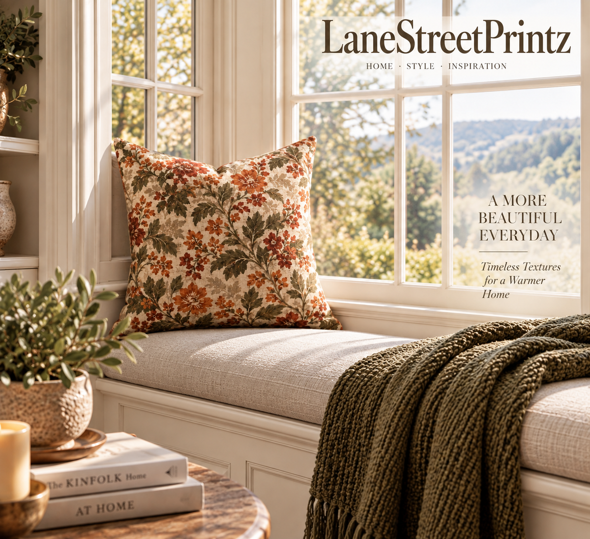 Vintage Floral Pattern Spun Polyester Pillow | Autumn Cottage Decor