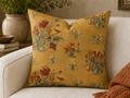 Vintage Floral Pattern Pillow | Yellow Botanical Throw Pillow