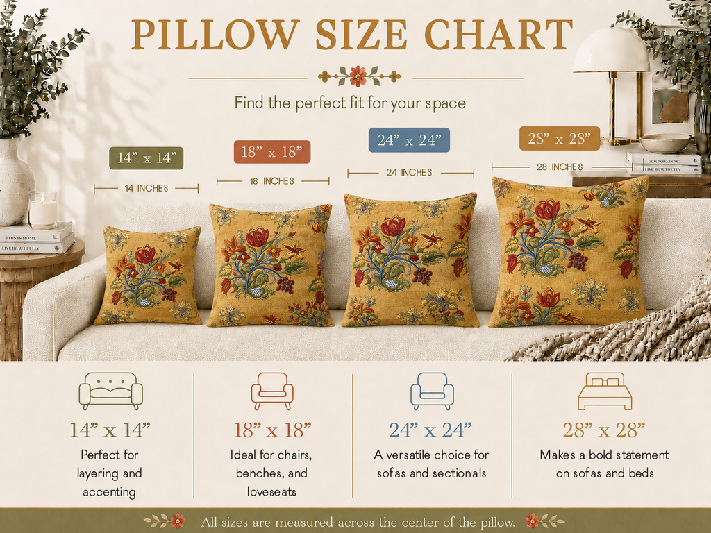 Vintage Floral Pattern Pillow | Yellow Botanical Throw Pillow
