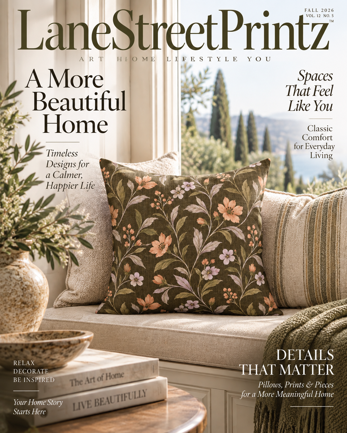 Vintage Floral Pattern Spun Polyester Pillow | Botanical Throw Pillow