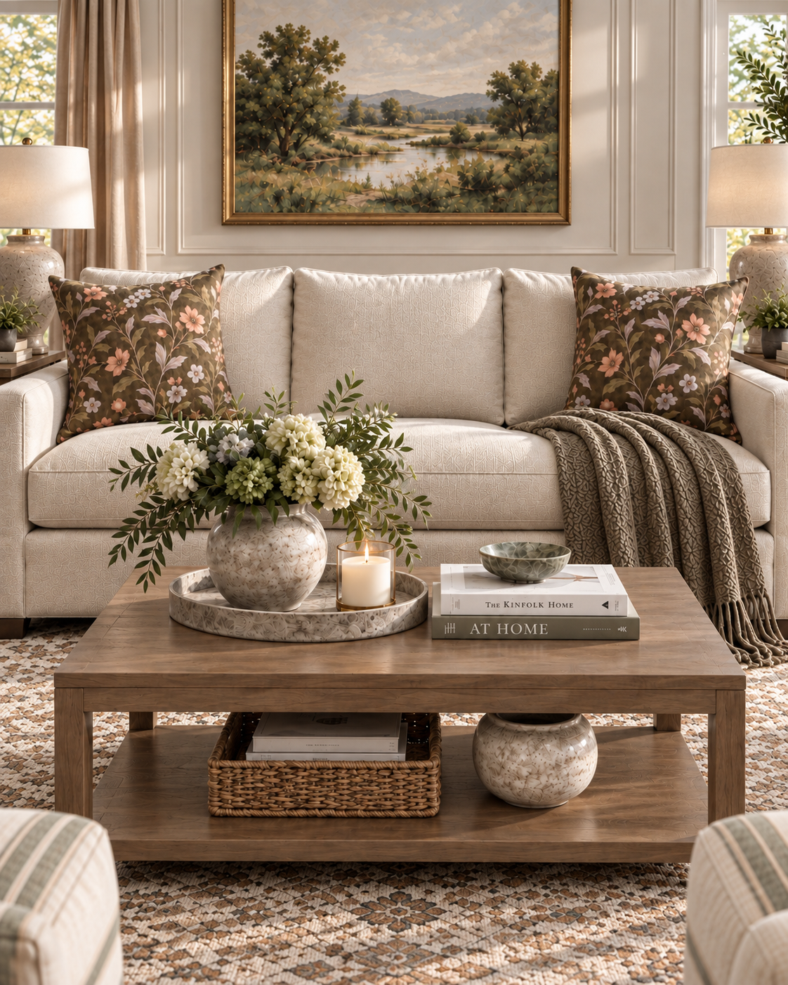 Vintage Floral Pattern Spun Polyester Pillow | Botanical Throw Pillow