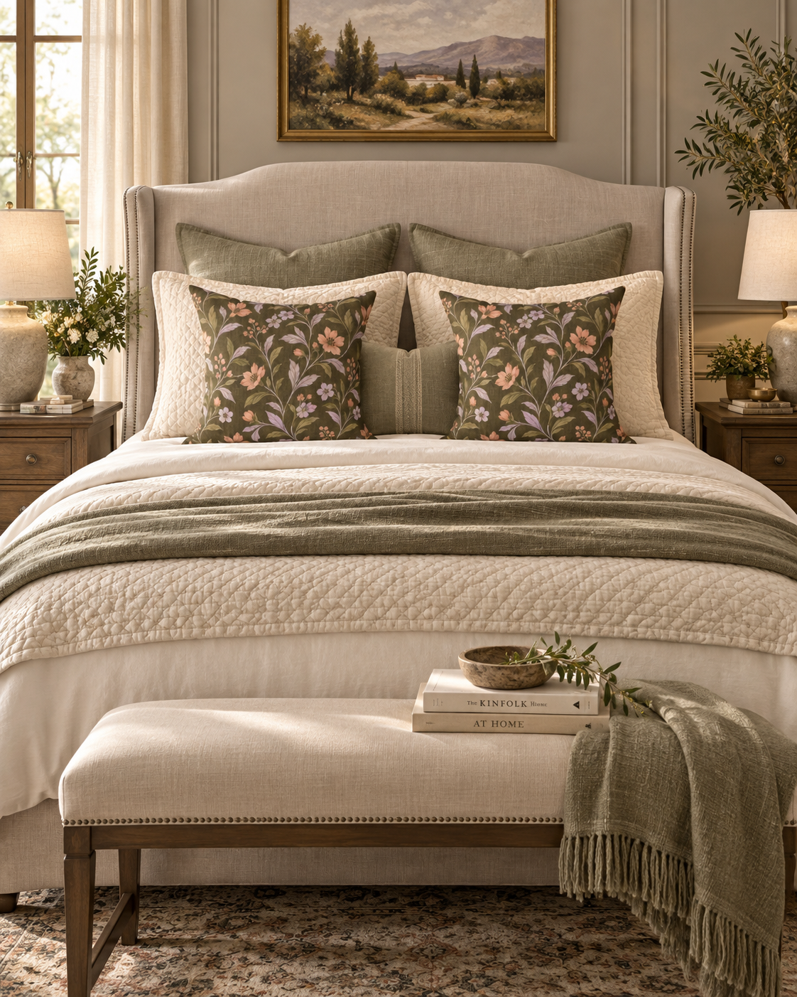 Vintage Floral Pattern Spun Polyester Pillow | Botanical Throw Pillow