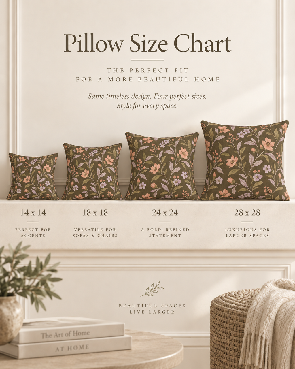 Vintage Floral Pattern Spun Polyester Pillow | Botanical Throw Pillow