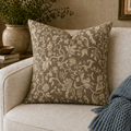 Vintage Floral Damask Pillow | Brown Botanical Throw Pillow