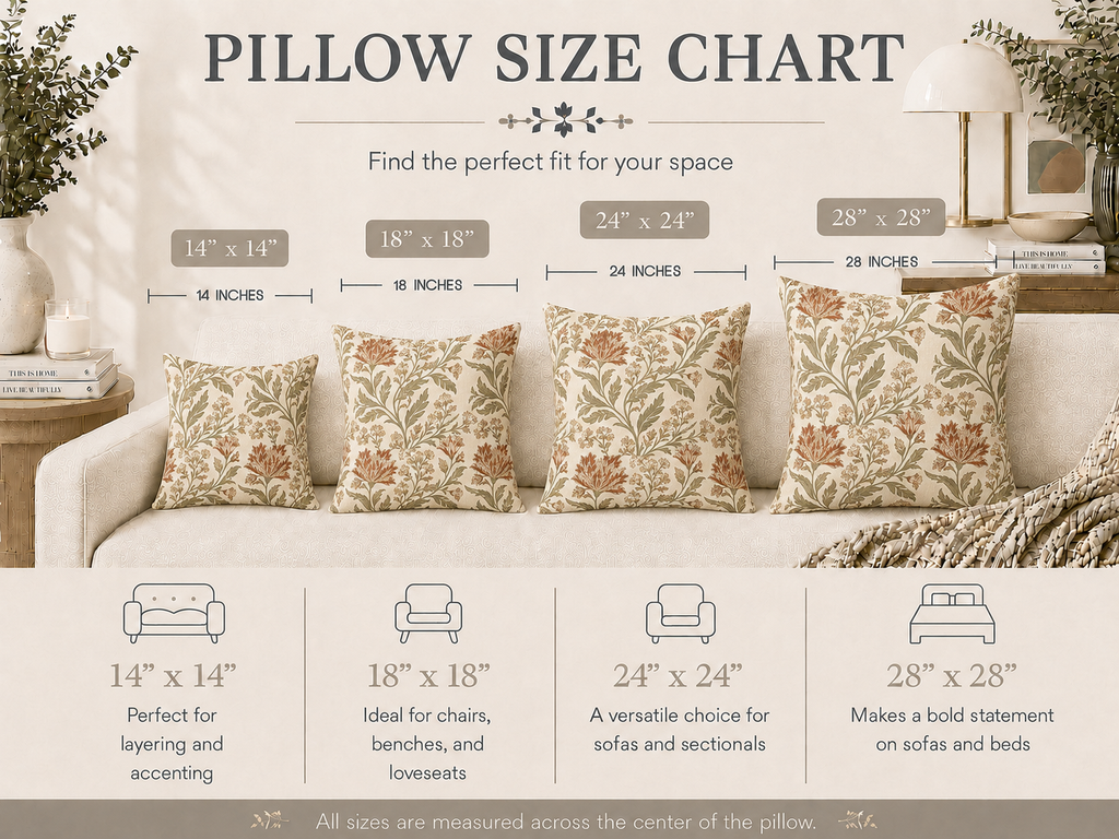 Botanical Floral Pattern Spun Polyester Pillow | Vintage Leaf Vine Throw