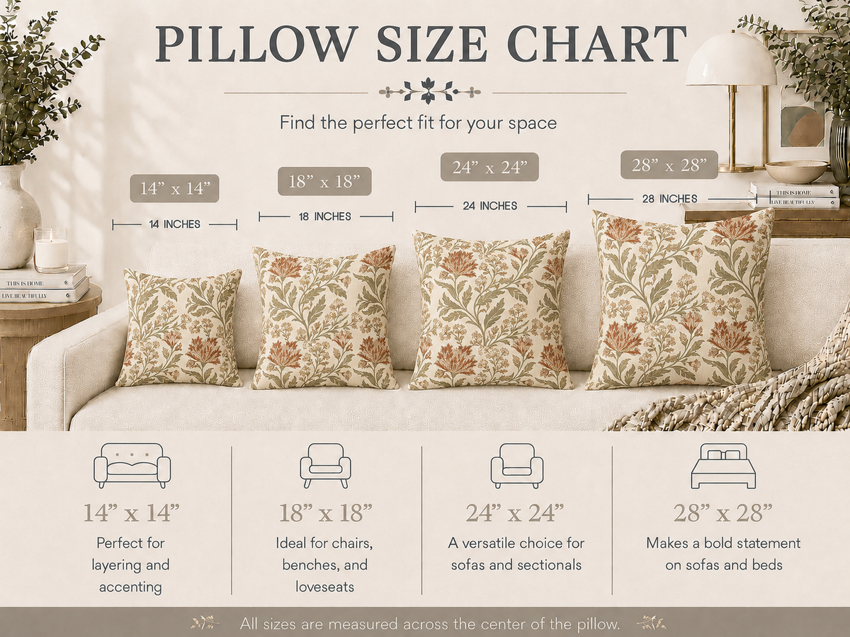 Botanical Floral Pattern Spun Polyester Pillow | Vintage Leaf Vine Throw