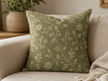 Vintage Floral Pattern Spun Polyester Pillow | Olive Green Botanical Throw