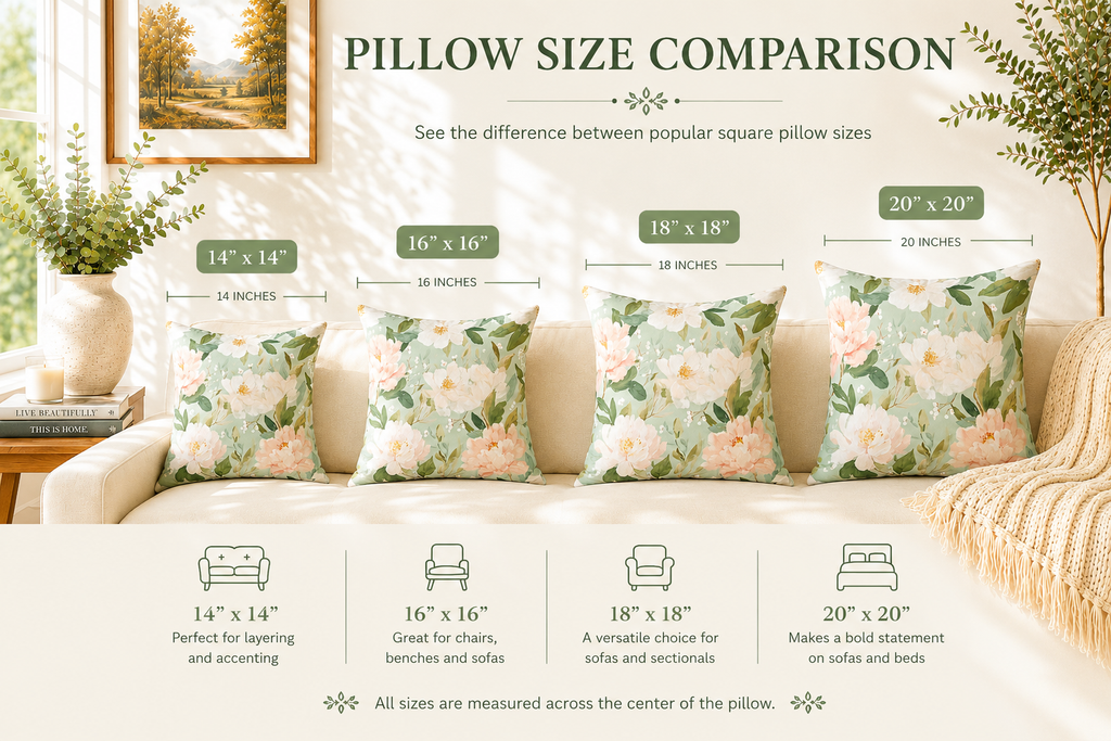 Blush Peonies Decorative Pillow | Square Throw Pillow