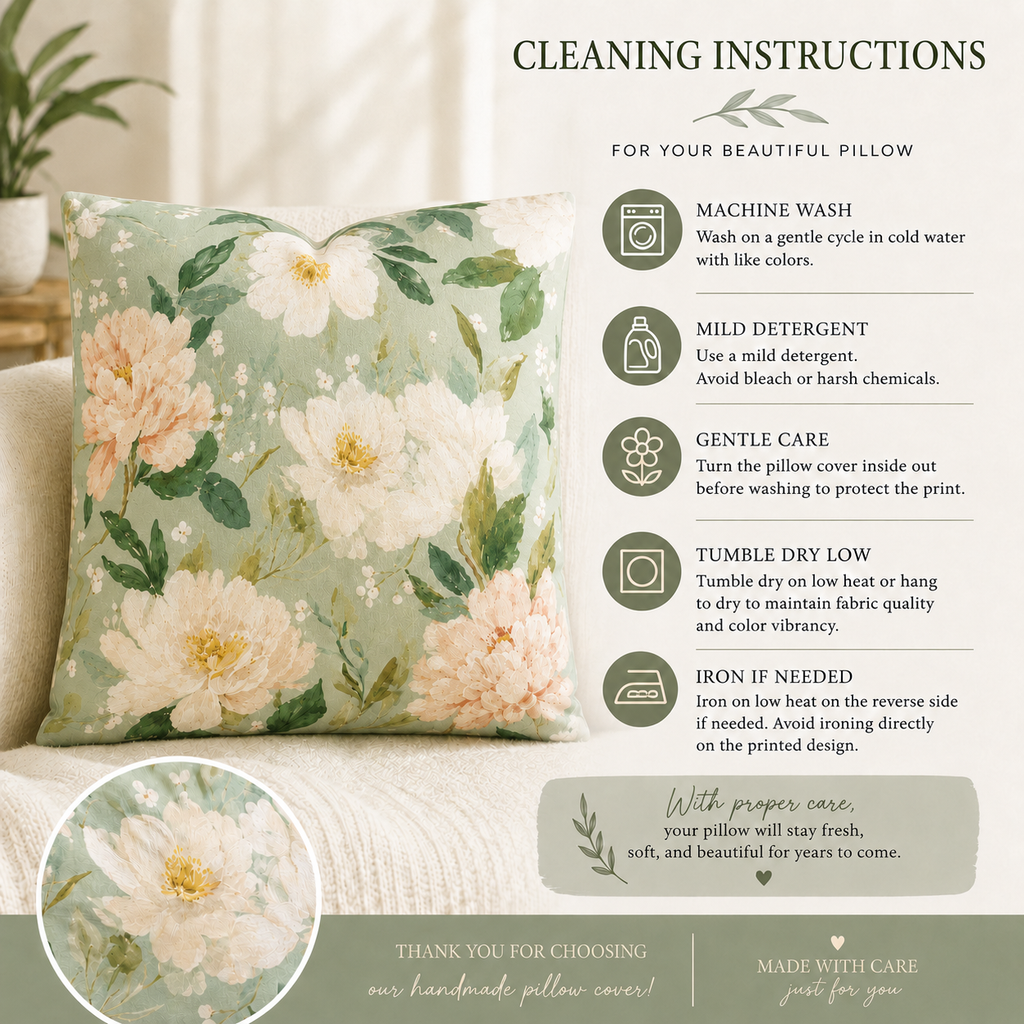 Blush Peonies Decorative Pillow | Square Throw Pillow