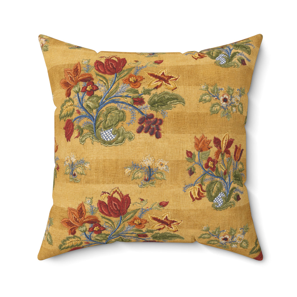 Vintage Floral Pattern Pillow | Yellow Botanical Throw Pillow