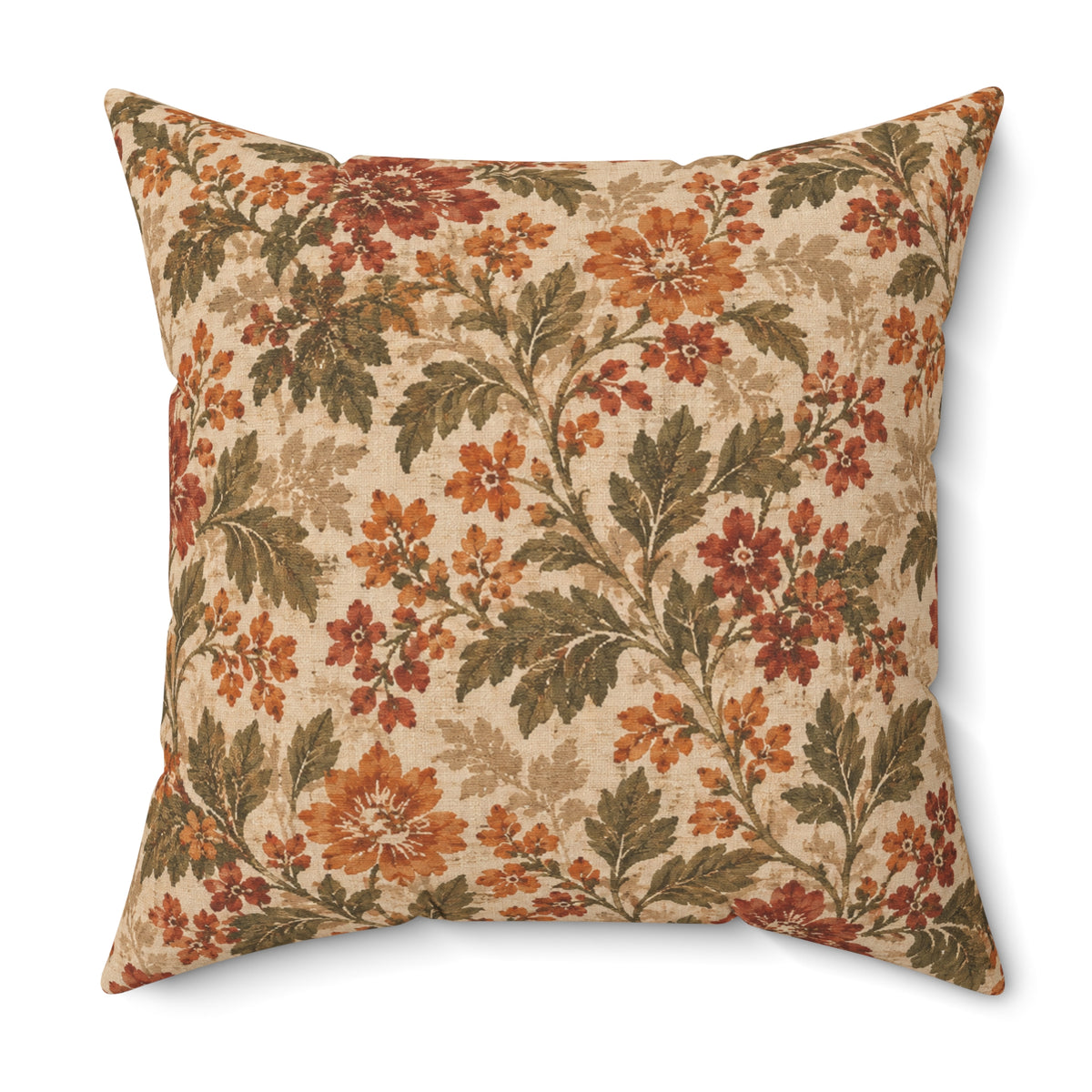 Vintage Floral Pattern Spun Polyester Pillow | Autumn Cottage Decor