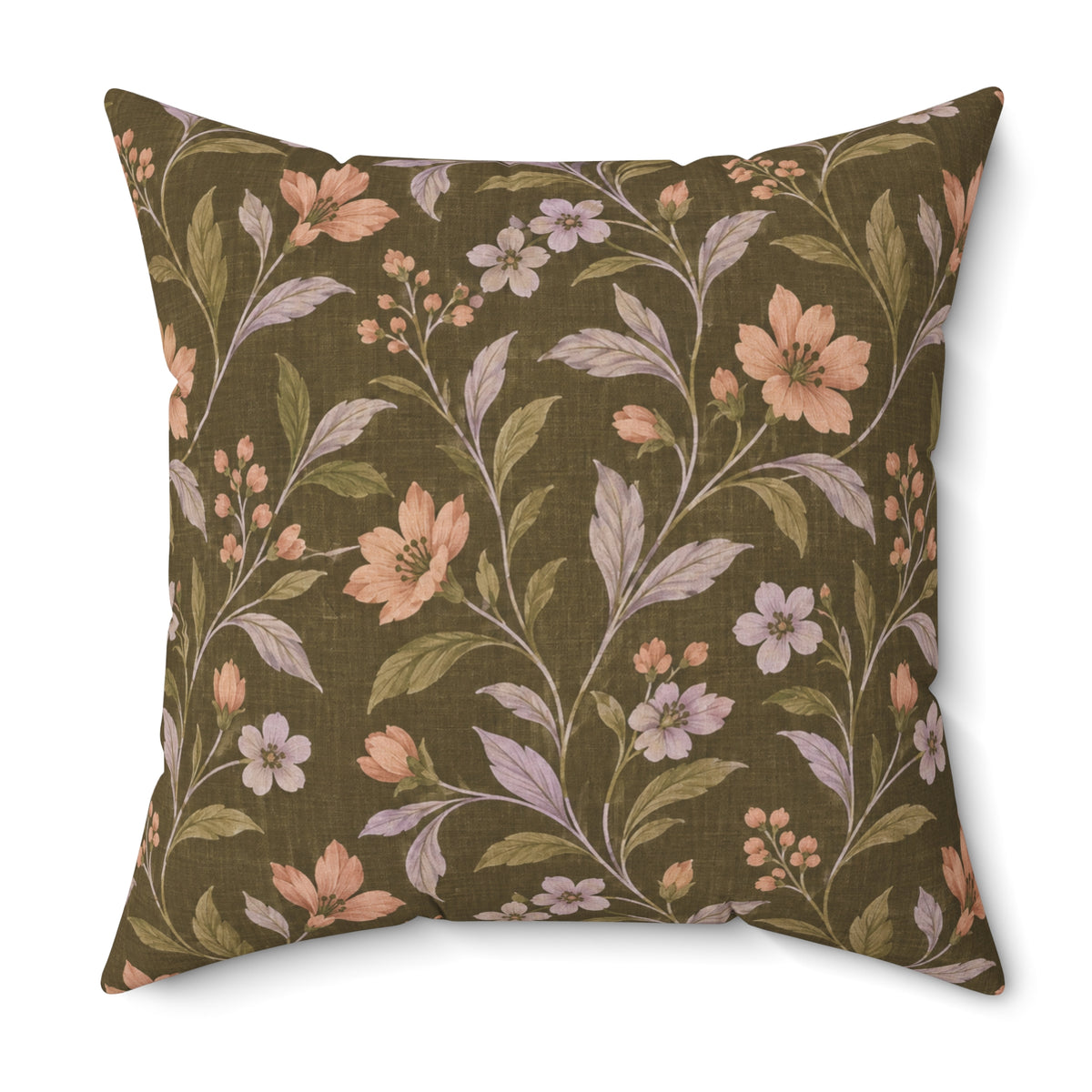 Vintage Floral Pattern Spun Polyester Pillow | Botanical Throw Pillow