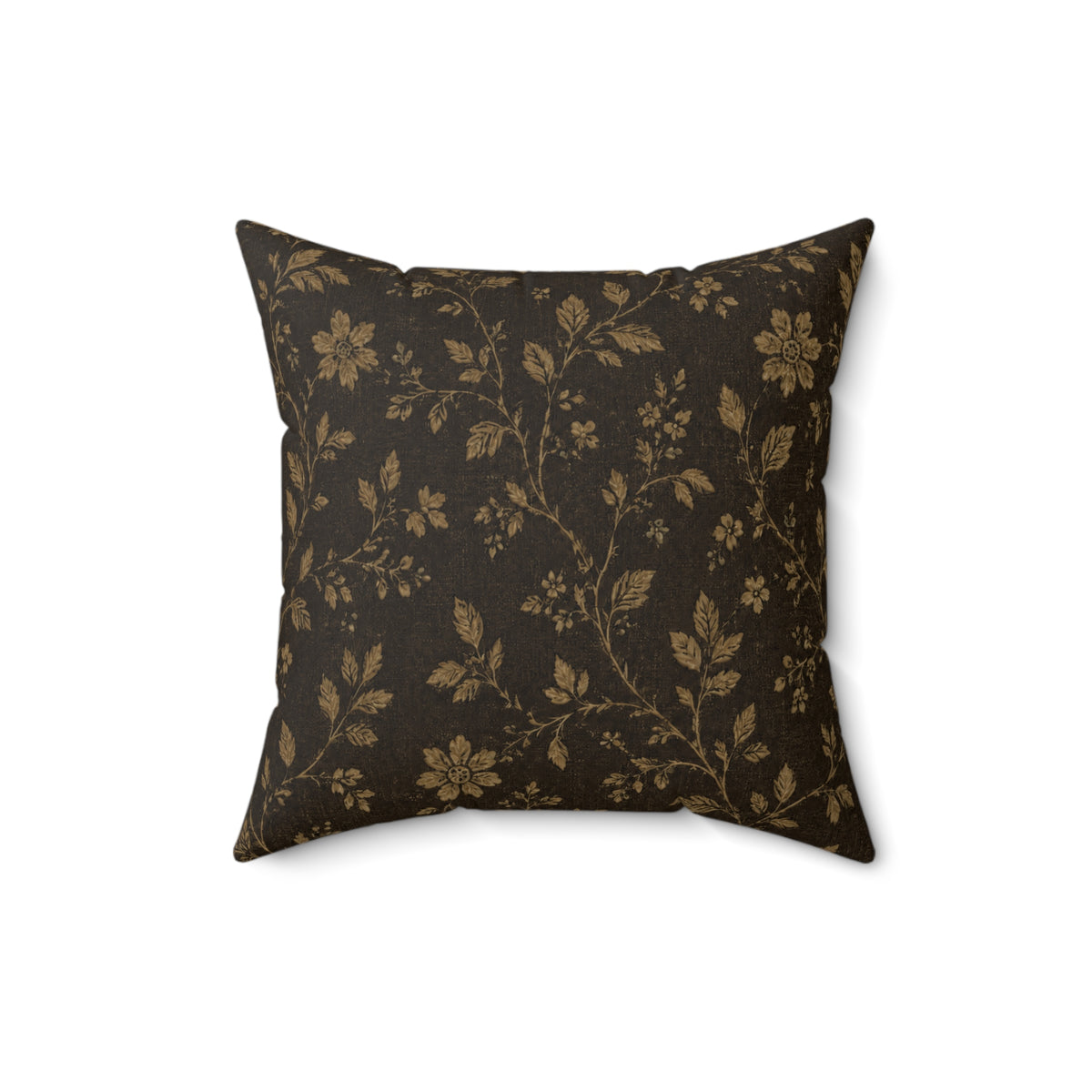 Vintage Gold Floral Pillow | Dark Botanical Decorative Throw Pillow