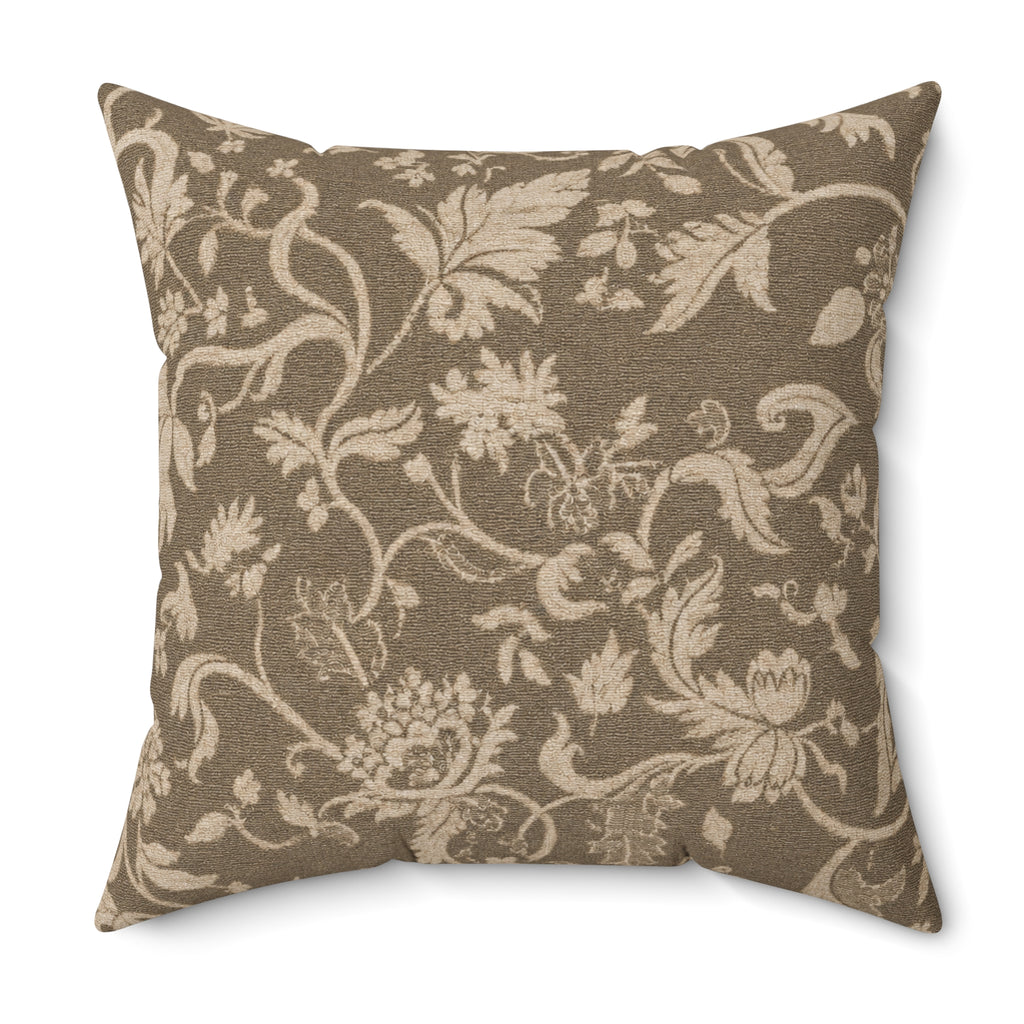 Vintage Floral Damask Pillow | Brown Botanical Throw Pillow