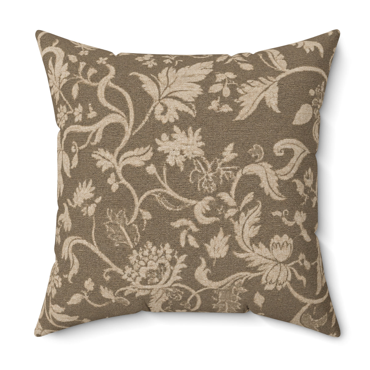 Vintage Floral Damask Pillow | Brown Botanical Throw Pillow
