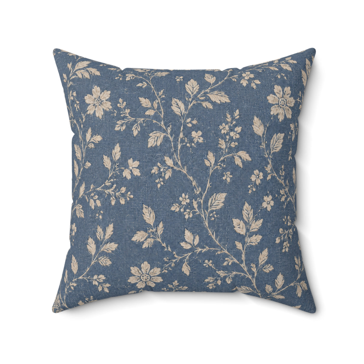 Vintage Floral Pattern Pillow | Blue Cream Cottagecore Decorative Pillow