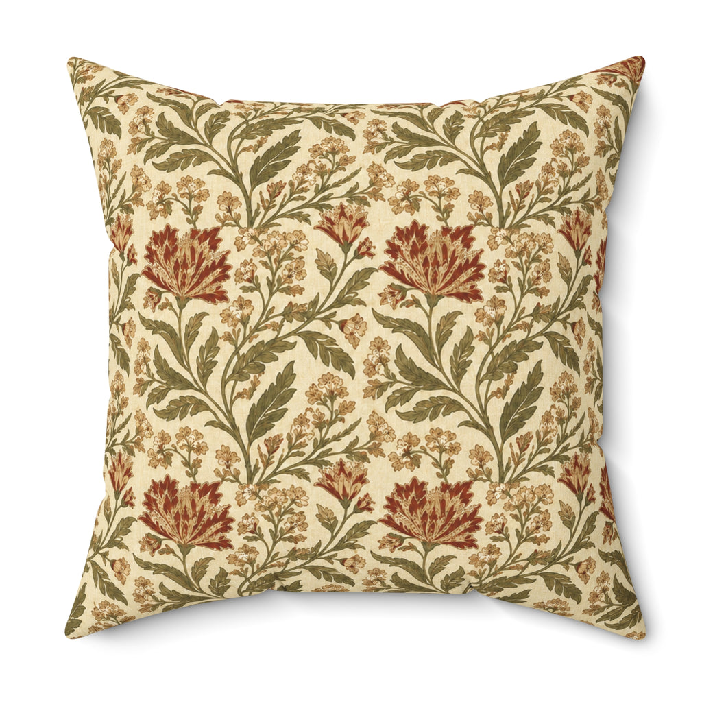 Botanical Floral Pattern Spun Polyester Pillow | Vintage Leaf Vine Throw