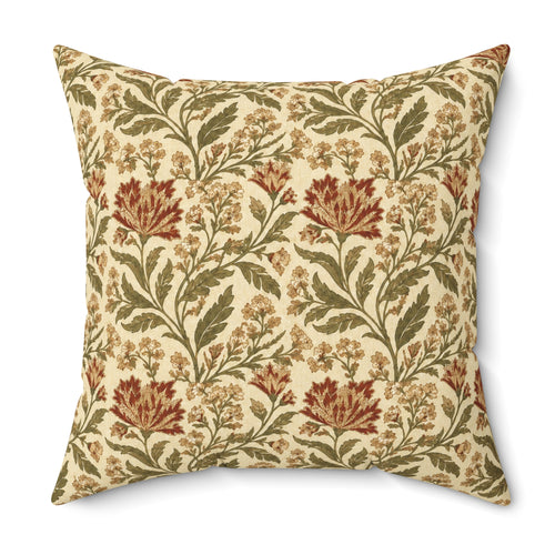 Botanical Floral Pattern Spun Polyester Pillow | Vintage Leaf Vine Throw